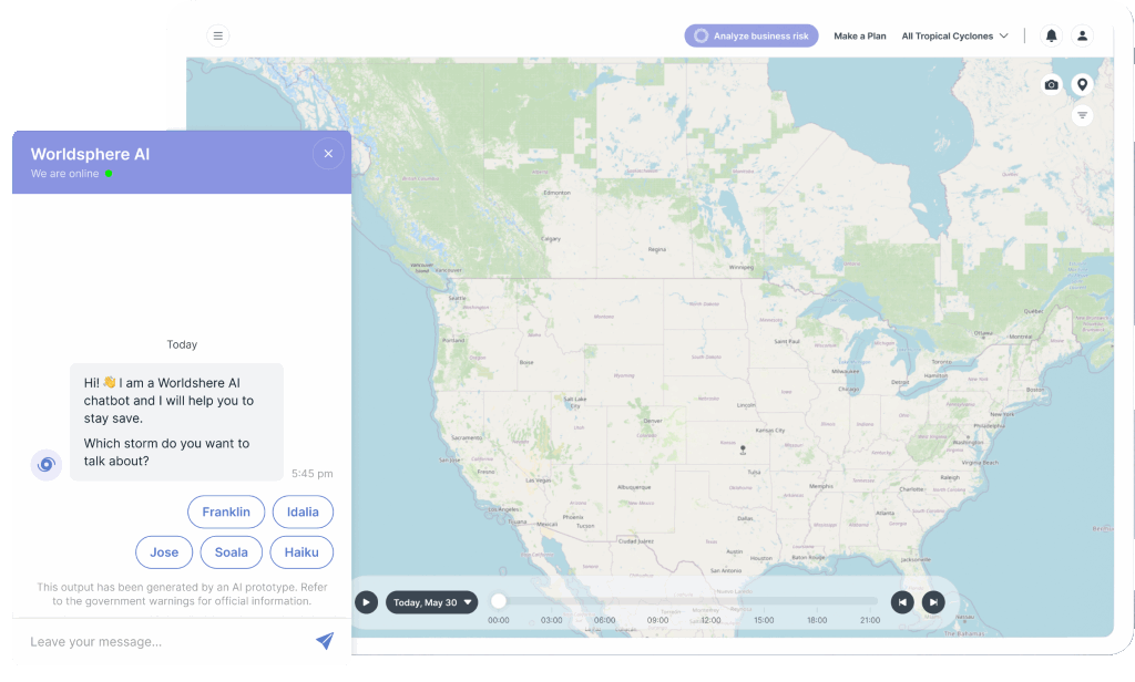 Worldsphere climate platform screenshot